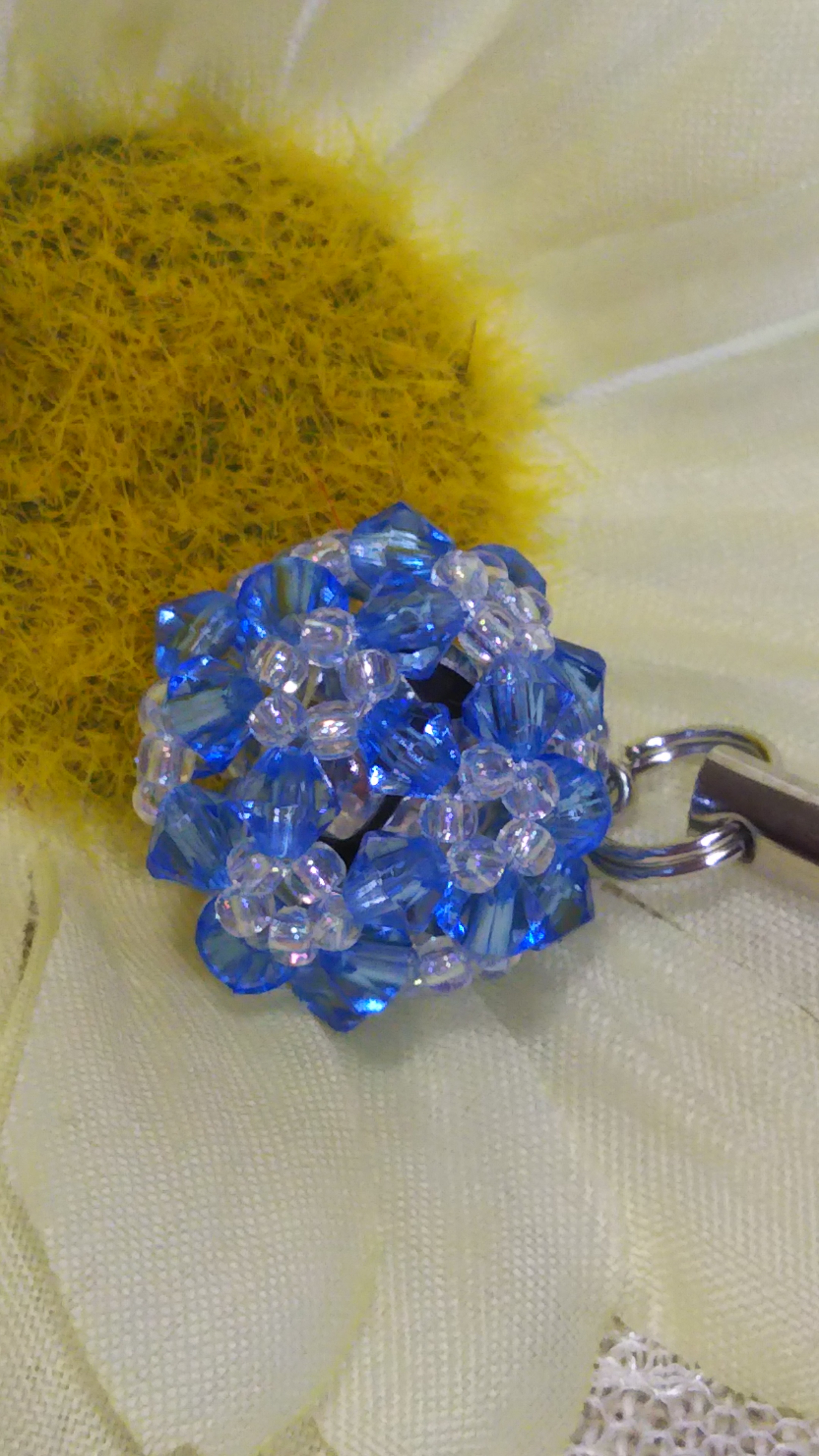 N1149/ カスタムボールペン お高級オーロラお花ビーズ リボン 手染めビーズ N1149/ カスタムボールペン お高級オーロラお花ビーズ リボン 手