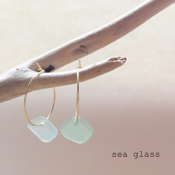 ～sea glasse～シンプルフープピアス 1枚目の画像