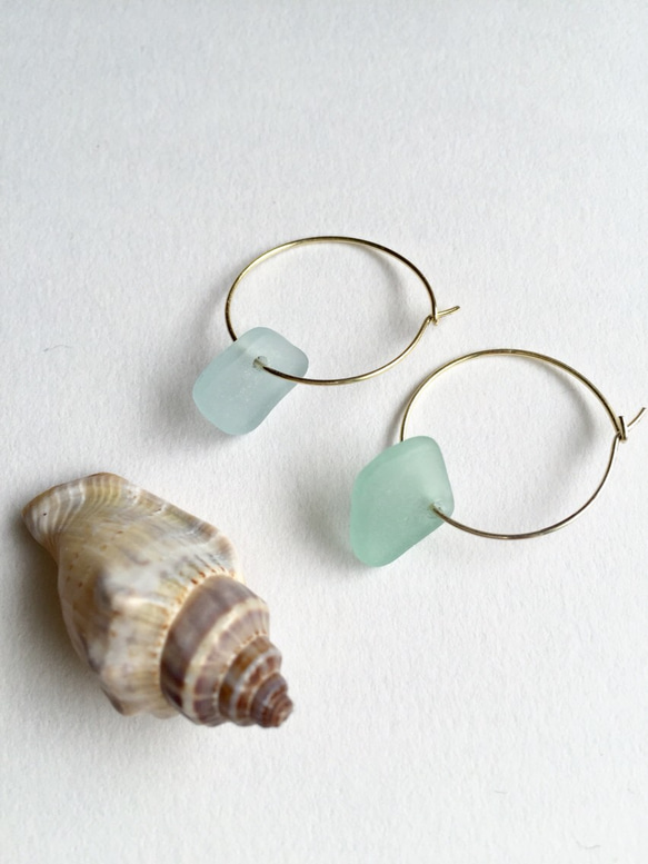 ～sea glasse～シンプルフープピアス 2枚目の画像