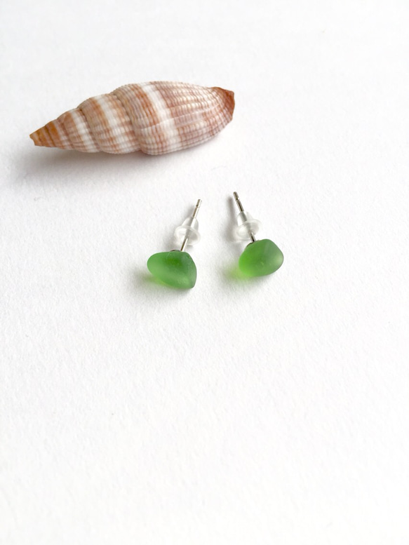 ～seaglass～ 一粒シンプルseaピアス 2枚目の画像