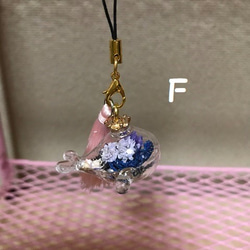 《送料無料》くじら【　全9種　Ｆ～Ｉ　】キーホルダー　ストラップ　ガラスドーム　花　星の砂　蓄光 3枚目の画像