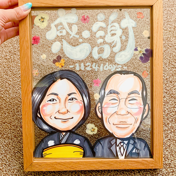 押し花似顔絵フレーム贈呈品 イラスト Art Mom 通販 7966549｜Creema