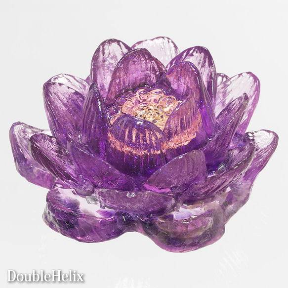 オルゴナイト　ヒーリングフラワー　ハス　花型　紫色　アメジスト 3枚目の画像
