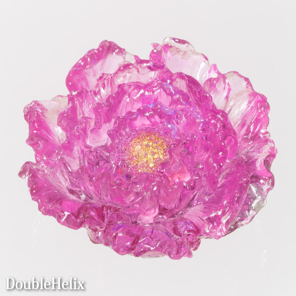 オルゴナイト　ヒーリングフラワー　牡丹　花型　赤紫色　水晶 2枚目の画像
