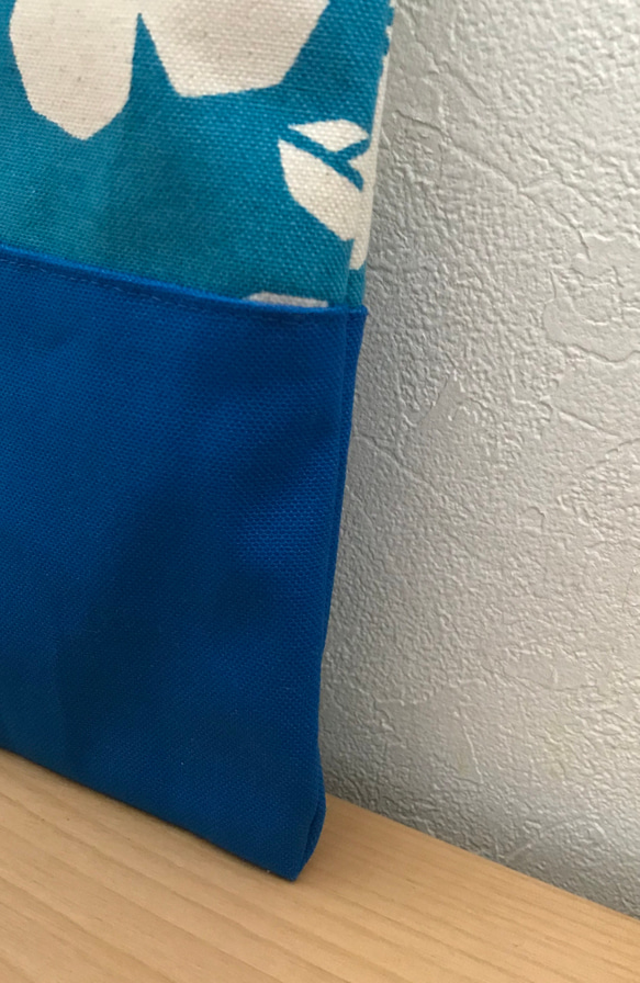 帆布のレッスンバッグ フラワーブルー 2枚目の画像