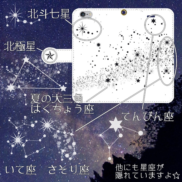 iPhone/Android 夏の星座 Zodiac signs 手帳型スマホケース 2枚目の画像