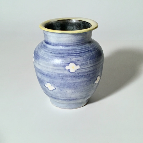 青い花柄の陶器花瓶 群青壺型大花瓶 18号｜中村陶器 信楽焼の通販サイト （滋賀/陶器