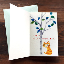 C-5メッセージカード［猫の庭］草木染めこぎん糸和綴じ 3枚目の画像