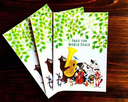 P.ポストカード3枚セット［どうぶつ音楽家達の世界平和を祈る
