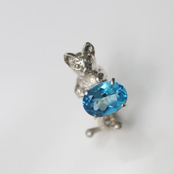 藍色托帕石貓戒指 第1張的照片