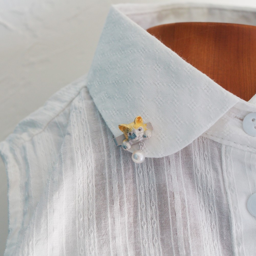 パール猫クリップ 茶白