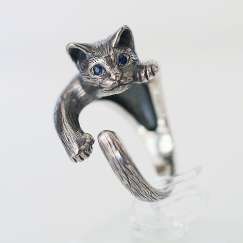 猫 指輪 ねこちゃん 巻き付き リング - メルカリ