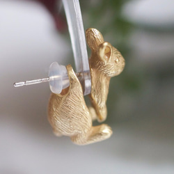 兔子耳環荷蘭矮人單耳/古董金 第3張的照片