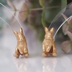 兔子耳環荷蘭矮人單耳/古董金 第5張的照片