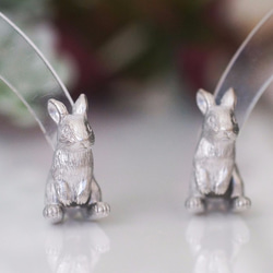 兔子耳環 荷蘭矮人單耳/霧面銀 第6張的照片