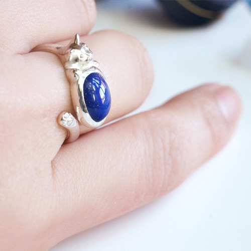 サイズ変更可】猫ちゃんリング/ラピスラズリ 【公式通販】