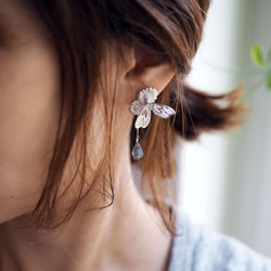雛菊和捲心菜拉長石耳環（一隻耳朵）銀 第2張的照片