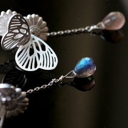 雛菊和捲心菜拉長石耳環（一隻耳朵）銀 第4張的照片
