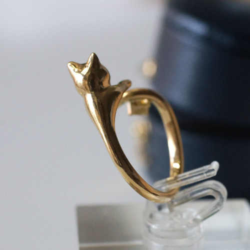 K18ダイヤモンドの金の猫リング（0.1ct）14号 指輪・リング naturama