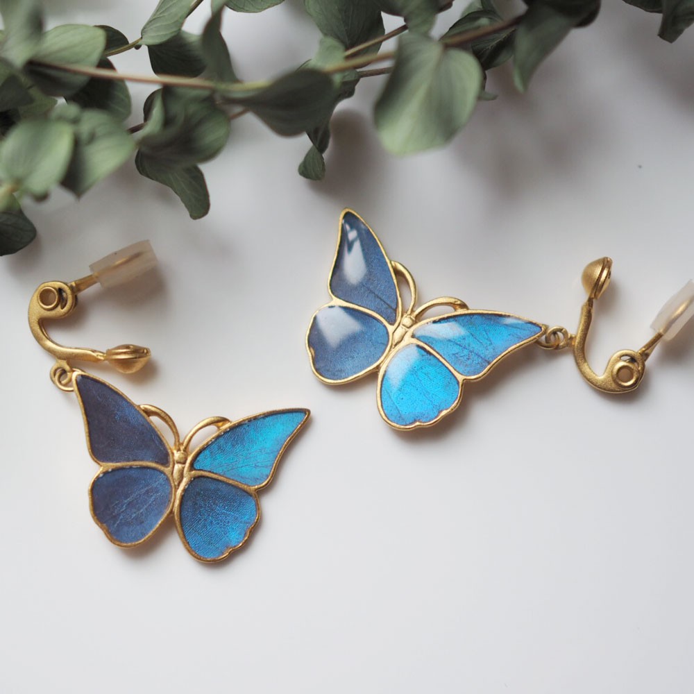 モルフォ蝶のアンティークイヤリング