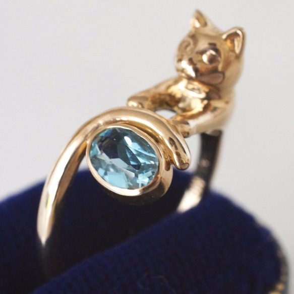 金寶石貓咪主人的戒指(海藍寶石0.380ct) 第2張的照片