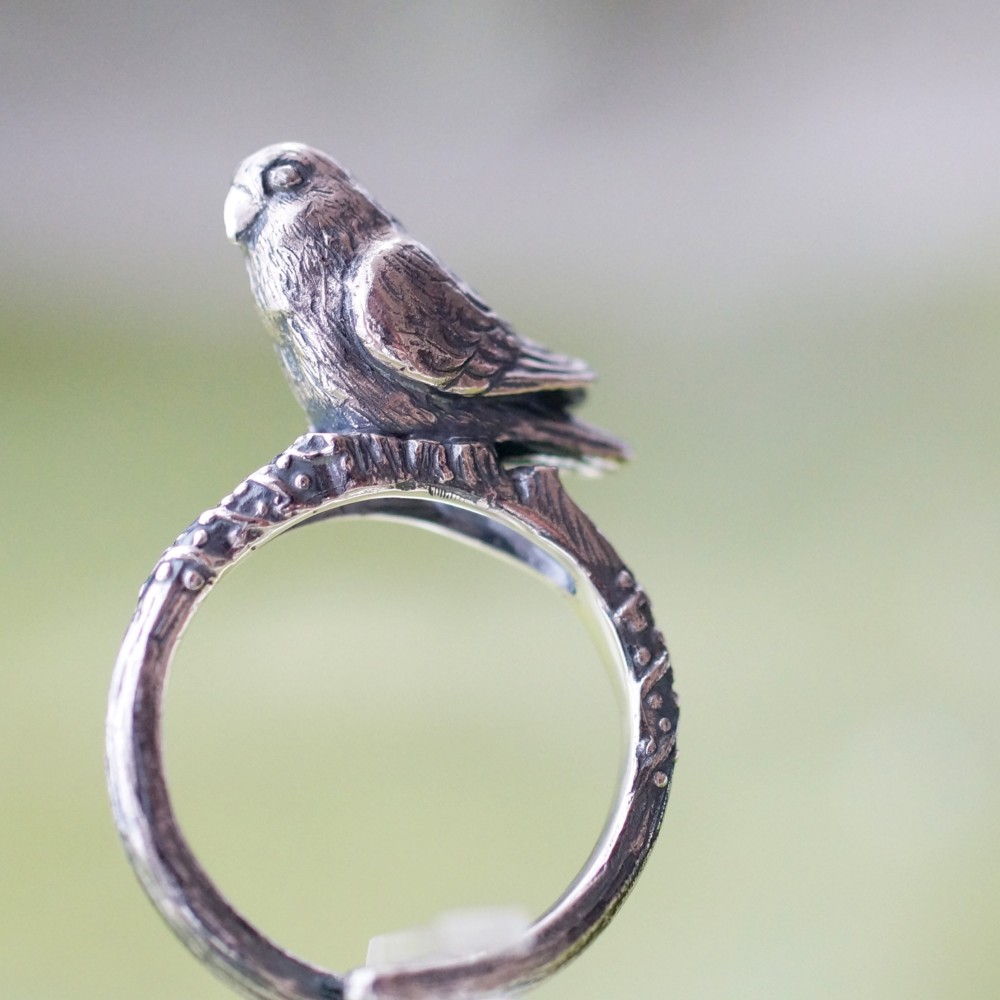 手乗りコザクラインコリング燻し