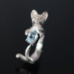 海藍寶石貓戒指 第3張的照片