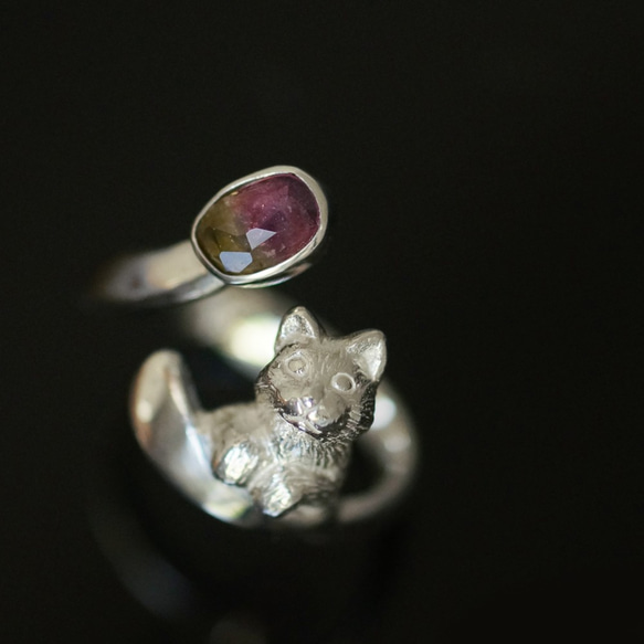 雙色電氣石碎貓戒指 第2張的照片