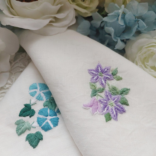手刺繍ハンカチ｢紫陽花」 ハンカチ・手ぬぐい 糸里~itori~ 通販