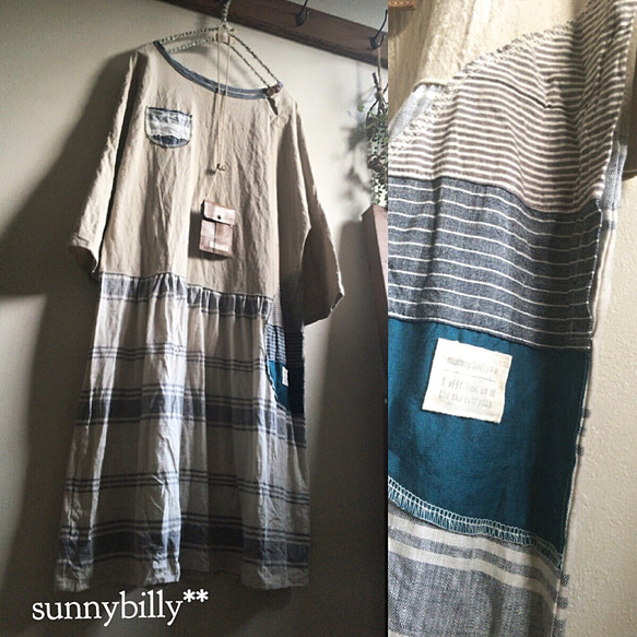 ●ラインlinenのワンピース●sunnybilly** 1枚目の画像