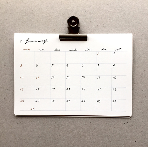 手書きのカレンダー＊卓上・壁掛け 何月からでも 月曜日始まりもOK 3枚目の画像