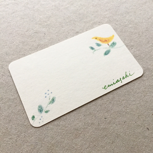 葉っぱと鳥のメッセージカード サンキューカード 20枚