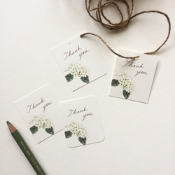 小さな白い紫陽花のメッセージカード タグ 40枚 1枚目の画像