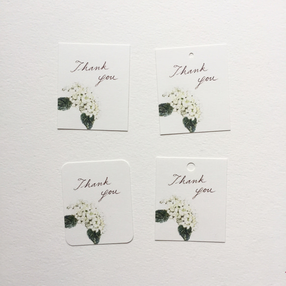 小さな白い紫陽花のメッセージカード タグ 40枚 2枚目の画像