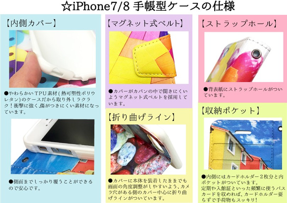 NEW！【新作】NEKOMOJI　iPhone7/8　手帳型ケース　猫　ねこ　スマホケース 8枚目の画像