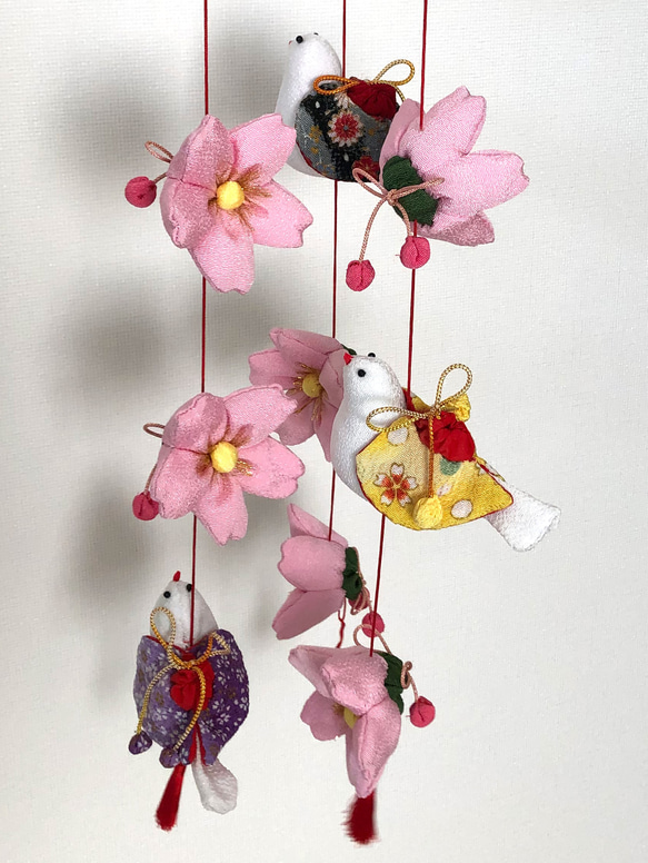 初節句のお祝いに♪　桜とはとのつるし雛　つるし飾り　桜ハンドメイド2021 4枚目の画像