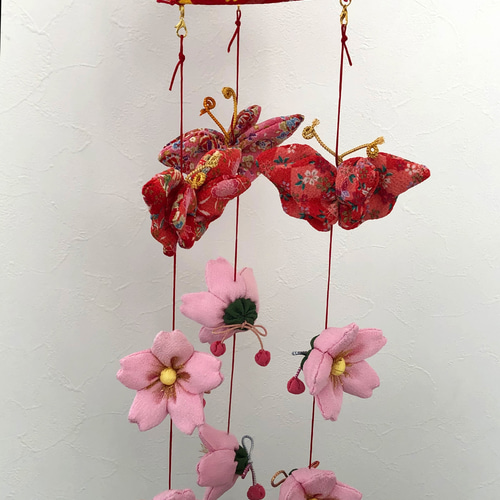 初節句のお祝いに♪ 桜と蝶々のつるし雛 つるし飾り サクラサク 桜