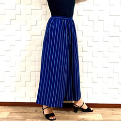 母に贈りたい【手織り】スカンツパンツ☆藍染めコットン15N-74-花草紡ぎhoshinoko 3枚目の画像