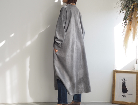 薄款燈芯絨連衣裙 灰色 No.143-11 第3張的照片