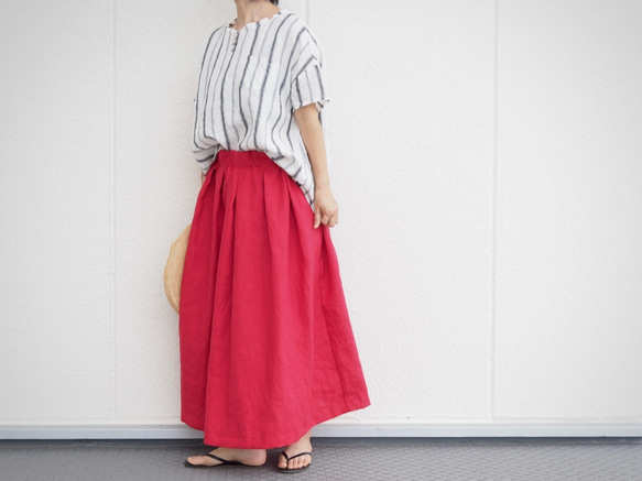 SALE！　赤いリネンのスカート No.119 1枚目の画像