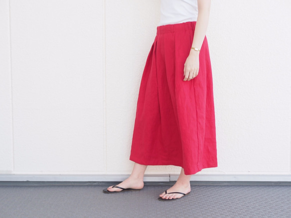 SALE！　赤いリネンのスカート No.119 5枚目の画像