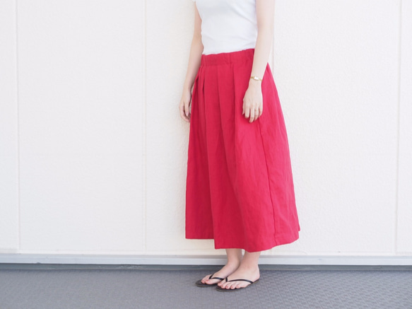 SALE！　赤いリネンのスカート No.119 6枚目の画像