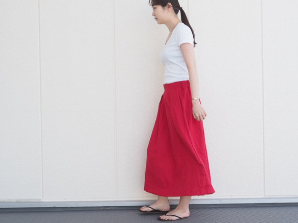 SALE！　赤いリネンのスカート No.119 9枚目の画像