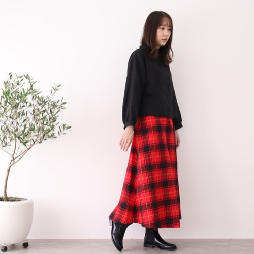 K　胴回り40、着丈30　ツイード赤チェックスカートつなぎ　試着のみ チェックミニスカート – AnnMiru