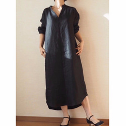 加厚亞麻連衣裙黑色 NO.15 第10張的照片