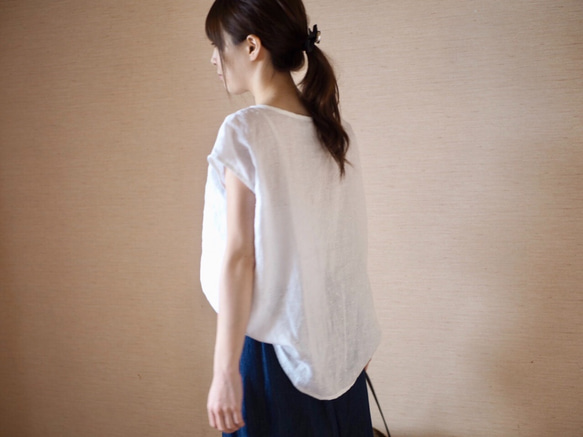 亞麻蕾絲法式襯衫 白色 No.40 第3張的照片