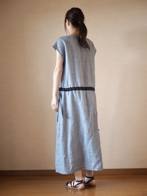 亞麻法式連衣裙Chidori 第5張的照片