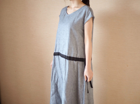亞麻法式連衣裙Chidori 第8張的照片