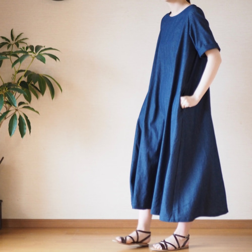 Aライン半袖ワンピース デニム No.100 ワンピース Mauve pink
