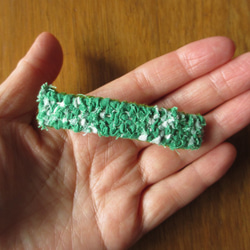 裂き織のバレッタ　mini　緑 1枚目の画像